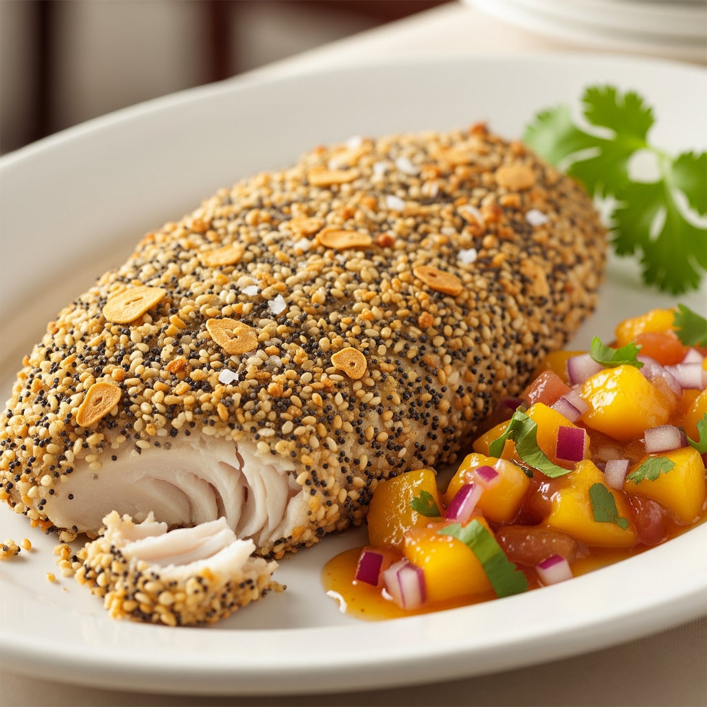August 8th - Everything Crusted Basa Filet with Mango Chutney