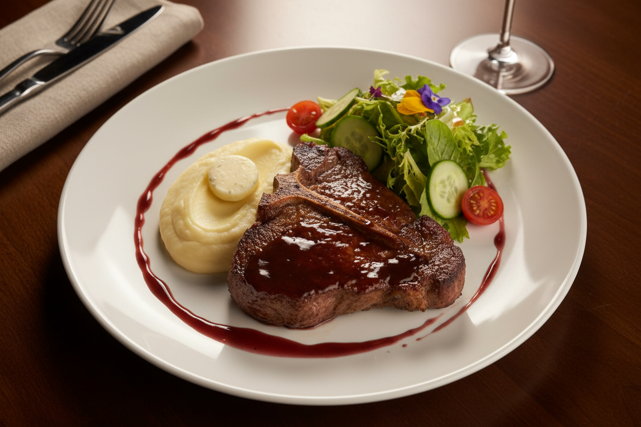 June 12th - Braised Tbone Steak w Red Wine Sauce