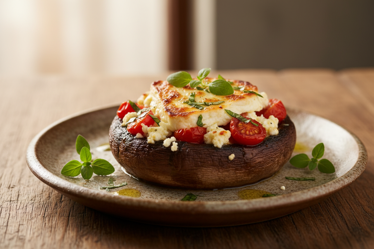 June 26th - Stuffed Portobello Mushroom w Feta and Tomatoes
